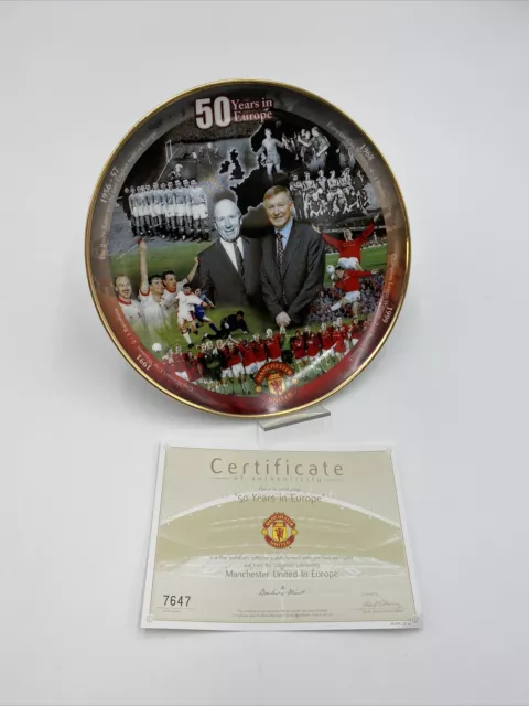 Manchester United '50 Years In Europe' Danbury Mint Plate With Certificate H16