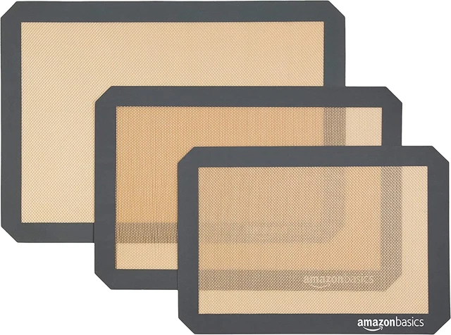 Tappetini Da Forno in Silicone, Set Da 3 Pezzi, Rettangolare, Marrone/Nero, 86 W