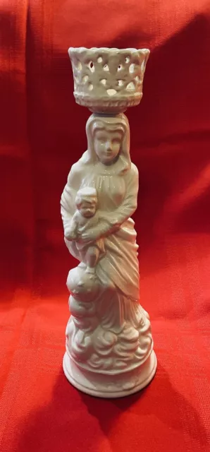 Baroque By Duka Virgin Mary Mother with Baby Jesus White Porcelain Sculpture