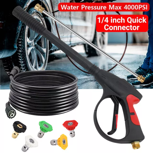 4000PSI High Pressure Car Power Washer Gun Spray Wand Lance Nozzle and Hose Kit