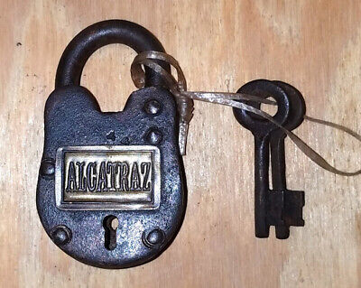 Alcatraz Prison Working Cast Iron Lock With 2 Keys Rusty Antique Finish