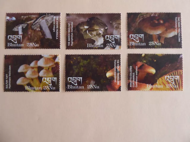 Briefmarken Pilzmotive, Bhutan, Postfrisch, Mi. Nr. 2331-36, Block 455