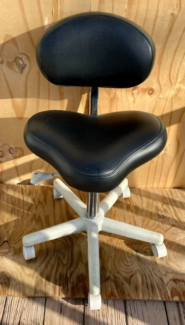 Vintage Crown Seating Medical Dental Stool Assistant Chair Adjustable Black