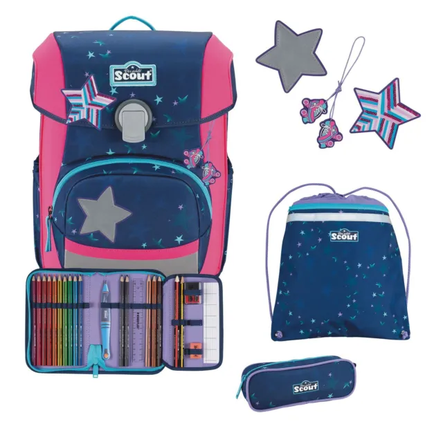 Scout Basic Neo Set 4 piezas mochilas escolares Pretty Star azul oscuro