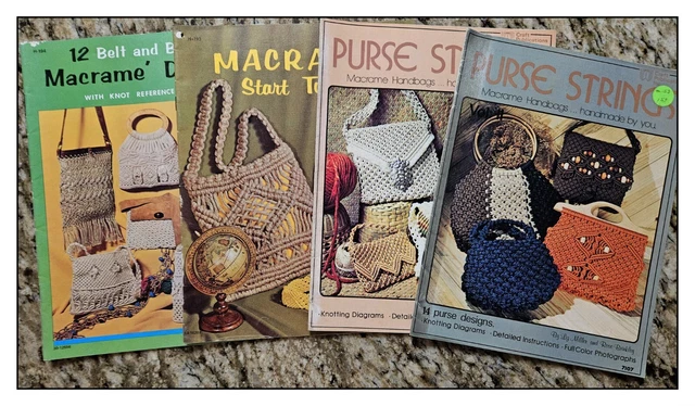 Cuatro Libros De Patrones De Macrame De Colección Para Bolsos, Bolsos, Cinturones, Joyas