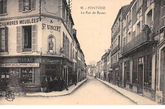 95 .n° 109311 . pontoise . cafe tabac st vincent .la rue de rouen .