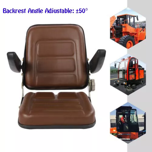 1* Tractor Forklift Seat Adjustable Backrest for Dumper Mower Digger+Armrest