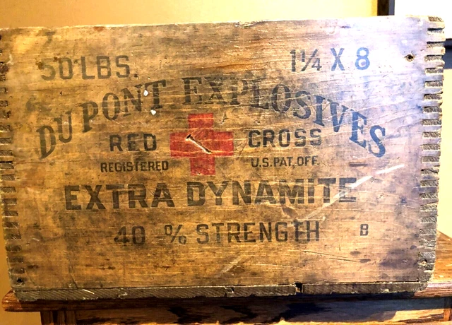 Vintage Dupont Red Cross Dynamite High Explosives Box