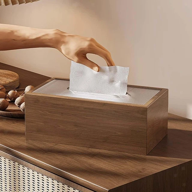 Copertura per Scatola di Fazzoletti Rettangolare in Legno - Porta Fazzoletti/Dispenser Ecologico - Organizzatore Decorativo per Bagno, scrivania da Ufficio e Auto (Colore : B, Dime