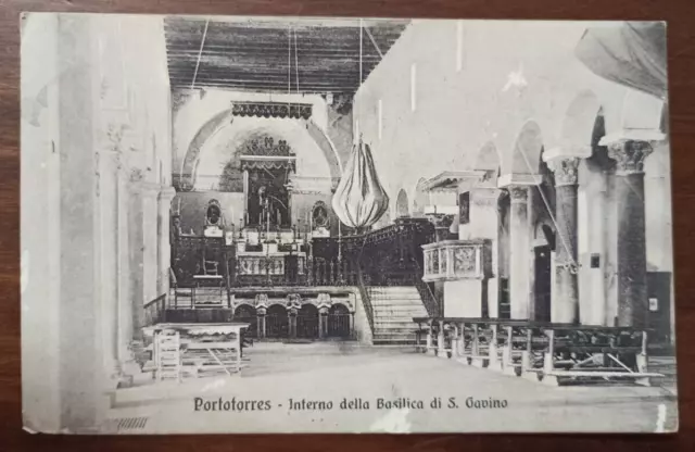 8856 Cartolina Porto Torres Interno Della Basilica Di San Gavino 1917 Viaggiata