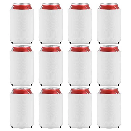 Beer Can Cooler Sleeves Blank - Neoprene Covers for 12oz Cans - 12 Pack
