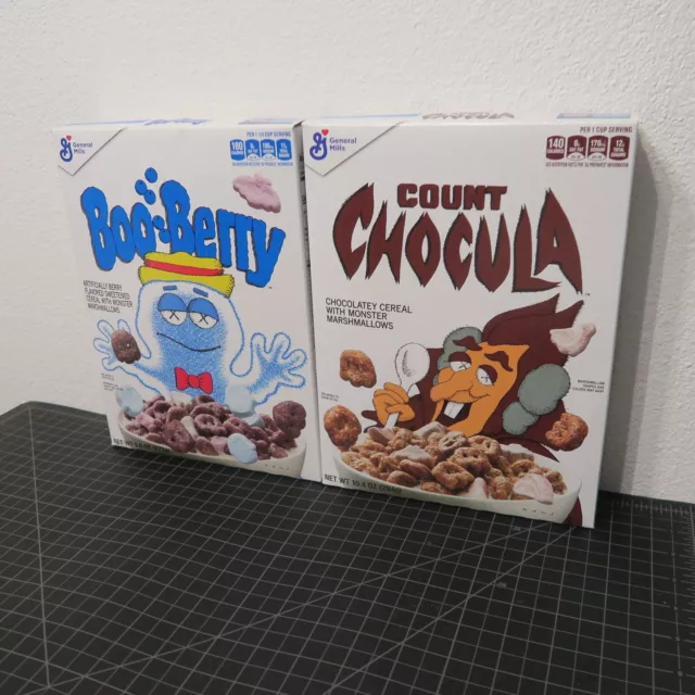 NEW LOT OF 2 KAWS x General Mills Monsters Cereal Boxes Booberry Count Chocula