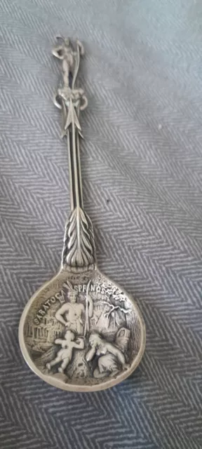Gorham Sterling Silver Art Noveau Collector Sugar Spoon Saratoga Spring Indian