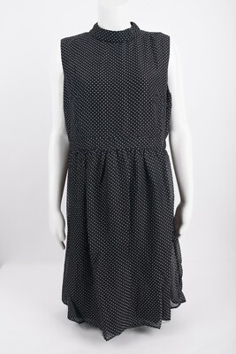 Modcloth Liza luxe Womens Dress Plus Sz 1X Black White Polka-Dot High-Neck NWT