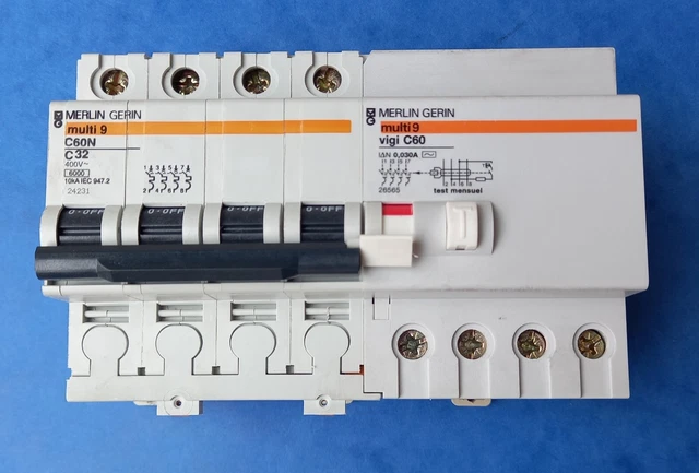 DISJONCTEUR DIFFERENTIEL 4P TETRA 32A 30mA COURBE C MERLIN GERIN 10KA ...