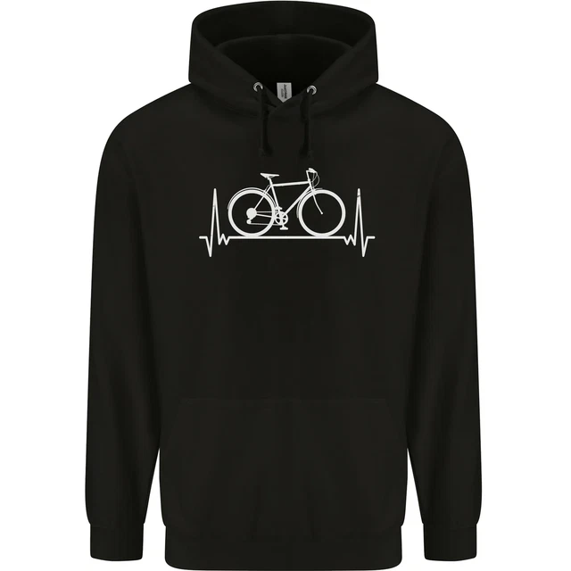 Cycling Heart Beat ECG Bike Bicycle Cyclist Mens 80% Cotton Hoodie