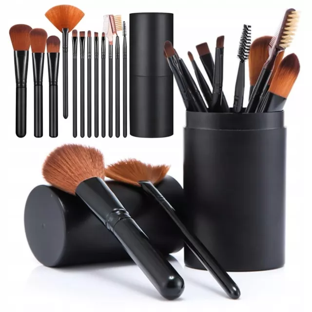 Make-Up Pinsel Set Mit Behälter 12 Stück Synthetische Borsten