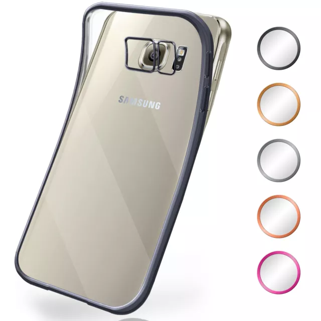 Hülle für Samsung Galaxy S6 Edge Silikon Schutzhülle Transparent Klar Chrom Case