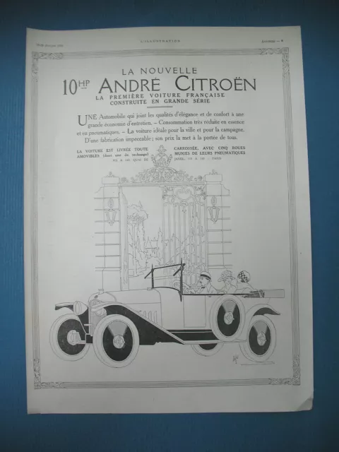 Publicite De Presse Citroen Nouvelle Voiture 10 Hp Torpedo 4 Places Ad 1919