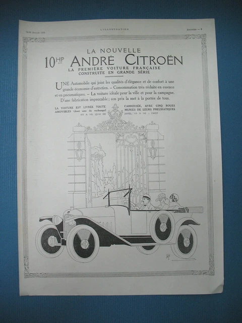 Publicite De Presse Citroen Nouvelle Voiture 10 Hp Torpedo 4 Places Ad 1919