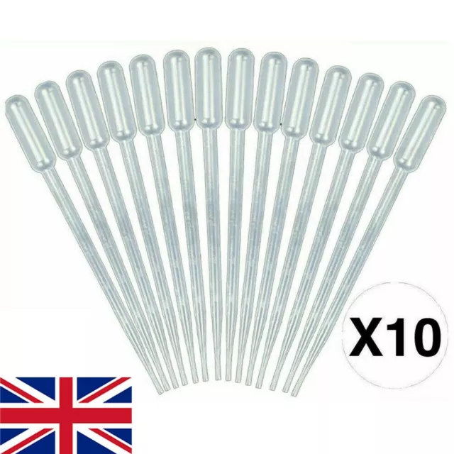 10x Clear Plastic Pipettes 0.5ml-10ml Size Dropper Liquid Transfer Oils Perfume