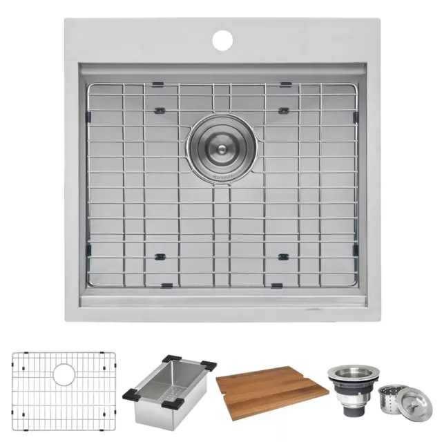 Ruvati 21x20" Workstation Drop-in Topmount 16 Gauge Kitchen Sink- RVH8221(2601)