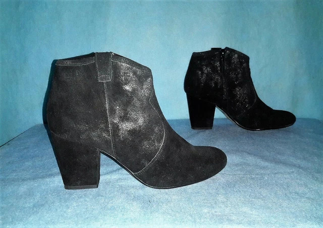 Bottines Maliparmi En Cuir Et Daim - Couleur Beige/kaki, Taille 37 FR, Occasion, Talon Moyen