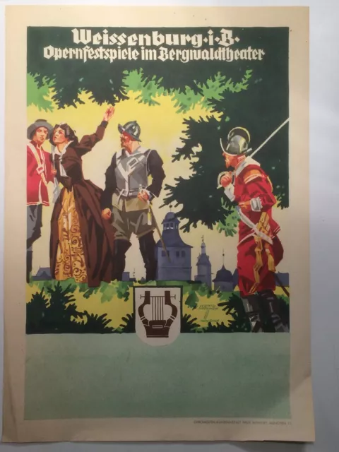 Original Plakat Ludwig Hohlwein Weissenburg Bergwaldtheather Um 1920 Chromolitho
