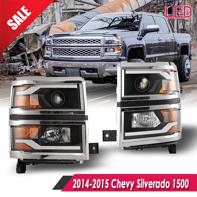 PROJECTOR HEADLIGHTS FOR 2014-2015 Chevy Silverado 1500 Chrome DRL