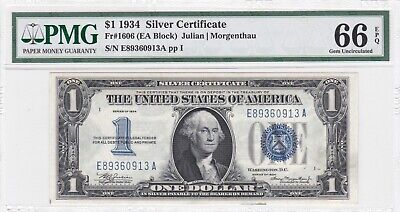 1934 Funny Back Silver Certificate Note Pmg Gem Unc-66 Exceptional Paper Quality