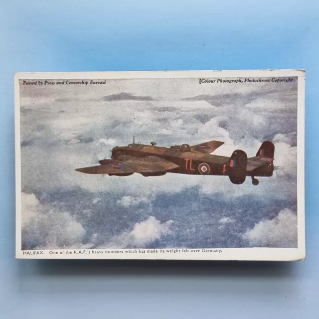 WW2 Aircraft Postcard C1940 RAF Handley Page Halifax Heavy Bomber Germany Tinted