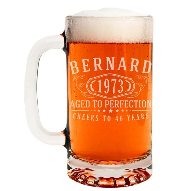 Personalized Etched 16oz Glass Beer Mug, Bernard