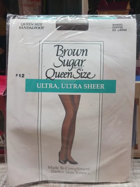 Vintage Leggs Brown Sugar Pantyhose Coffee Size XL Ultra Ultra Sheer Queen