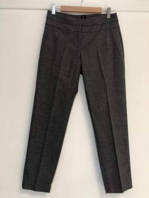 CUE BLACK/IVORY WEAVE TAILORED PANELLED BUSINESS PANTS 10 Shortened NEW RRP$199