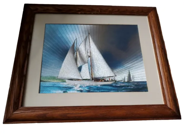 DUFEX FOIL ART PRINT Vintage Sail Boat Sailing Ship Nautical Ocean Sea FRAMED