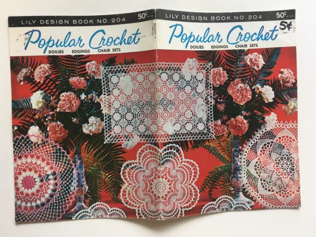 vintage Lily Design Book 204, Popular Crochet Patterns~ Doilies, Edgings etc