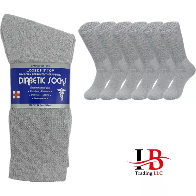 6-12 Pairs Men's Circulatory Diabetic Crew Socks Health Cotton 9-11 10-13 13-15