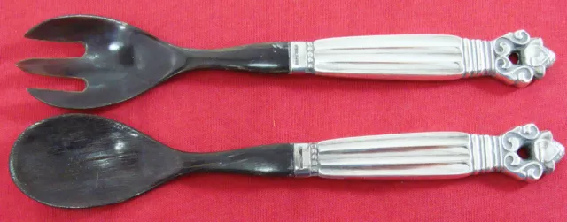 Georg Jensen Sterling Silver Handle Caviar Serving Spoon And Fork Set