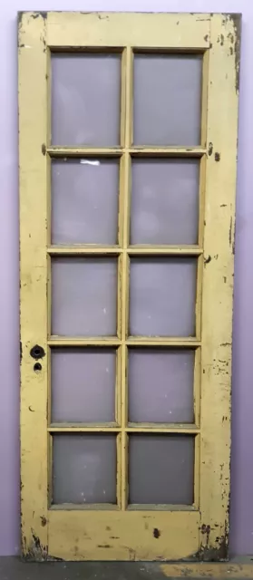 29.5x80"x1.75" Antique Old Vintage Wood Wooden Exterior French Door Window Glass
