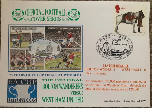 Bolton Wanderers V West Ham United 75Th Anniversary Fa Cup Final First Day Cover