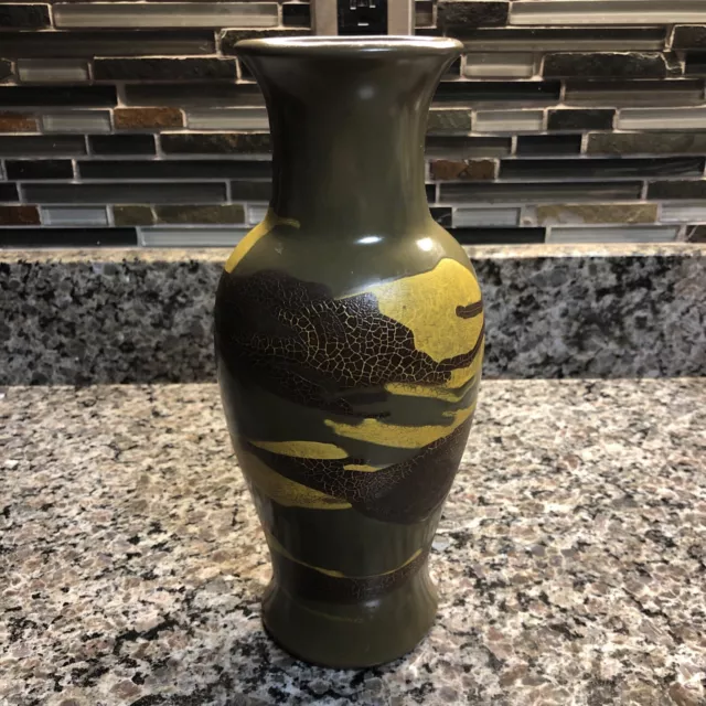 Royal Haeger Earth Wrap 10" Art Pottery Vase Striking Green w/ Texture & Color!!