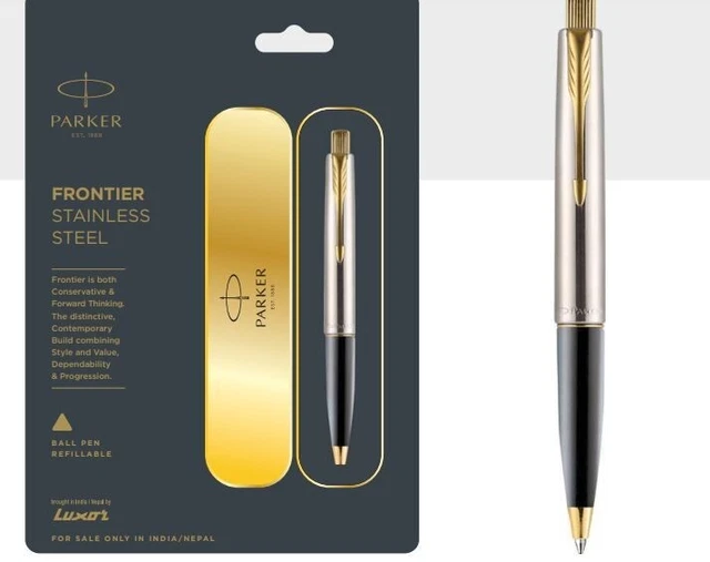 PARKER FRONTIER STAINLESS Steel Gold Trim Ball Pen $26.59 - PicClick AU