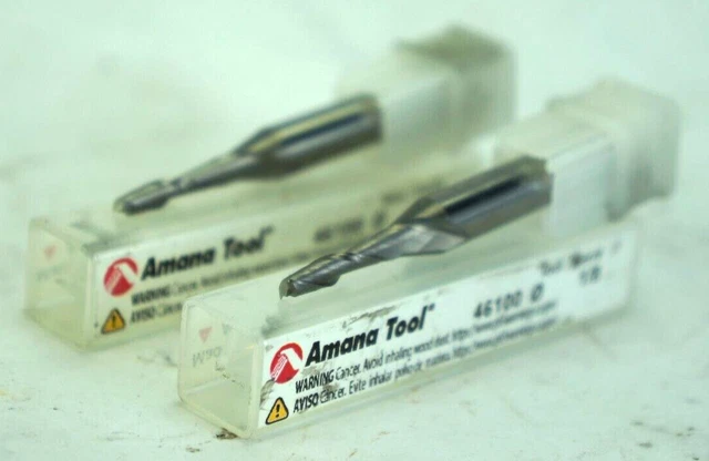 2x Amana 46100 Solid Carbide Spiral Plunge 1/8 Dia x 1/2 x 1/4 Inch Shank Up-Cut