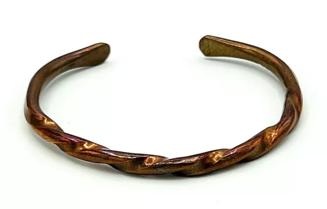 Vintage Copper Cuff Bracelet - Twisted Braided Ropey