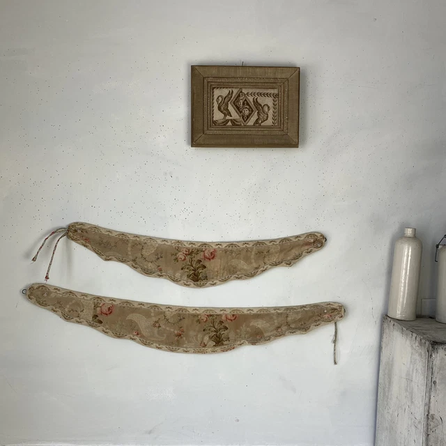 Antique French curtain drape tie back tiebacks 19th century French textiles
