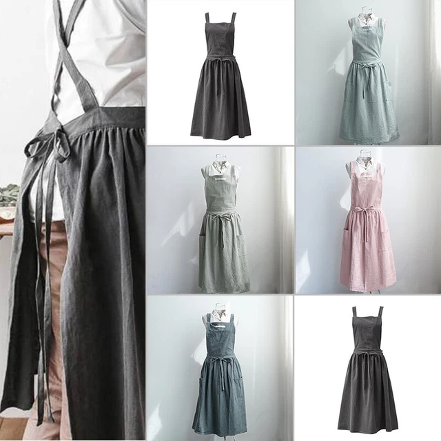 1 pièce jolie robe pinafore bavoir tablier coton lin sans manches cuisine maiso