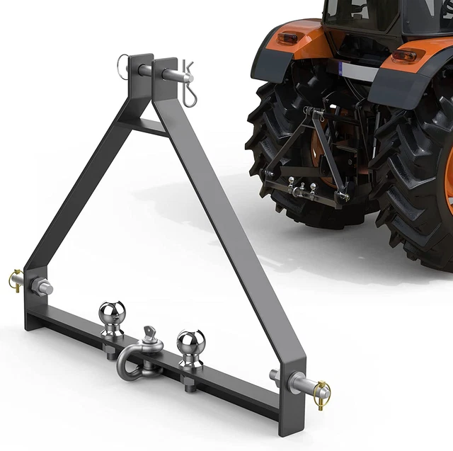 3 Point Hitch Receiver Tractor Drawbar Hitch for Cat 1 with 2 Balls, Quick Hitch