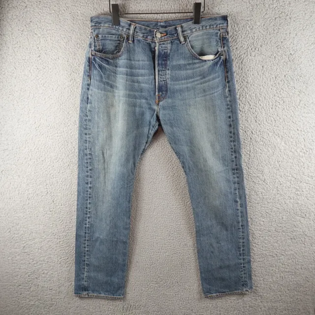 Levis 501 Mens Jeans 34X32 Blue Straight Leg Denim Medium Wash Button Pockets