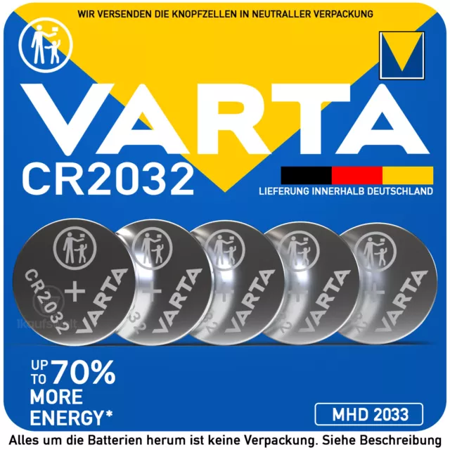 VARTA CR2032 CR-2032 2032 Lithium Knopfzelle Knopfbatterie MHD 2033