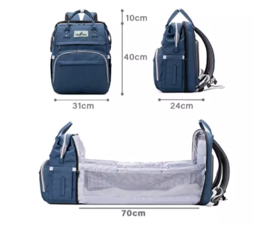 Foldable Diaper Bag 3 in 1 Baby Bed Portable Bassinet Crib Backpack Travel Sleep 3